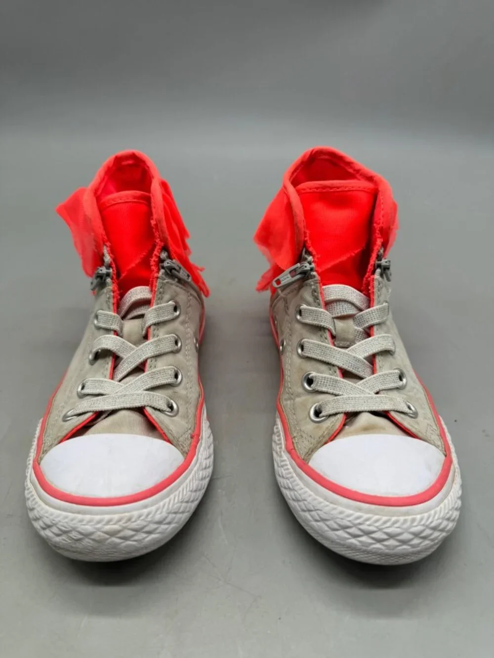 Converse All Star Chuck Taylor High-Top Sneakers With Red Ruffle Accents 11 READ